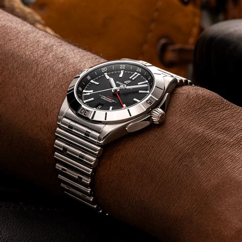 breitling chronomat gmt black steel replica
